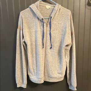 Hem & Thread Gray Zip-Up Hoodie with Blue Accents